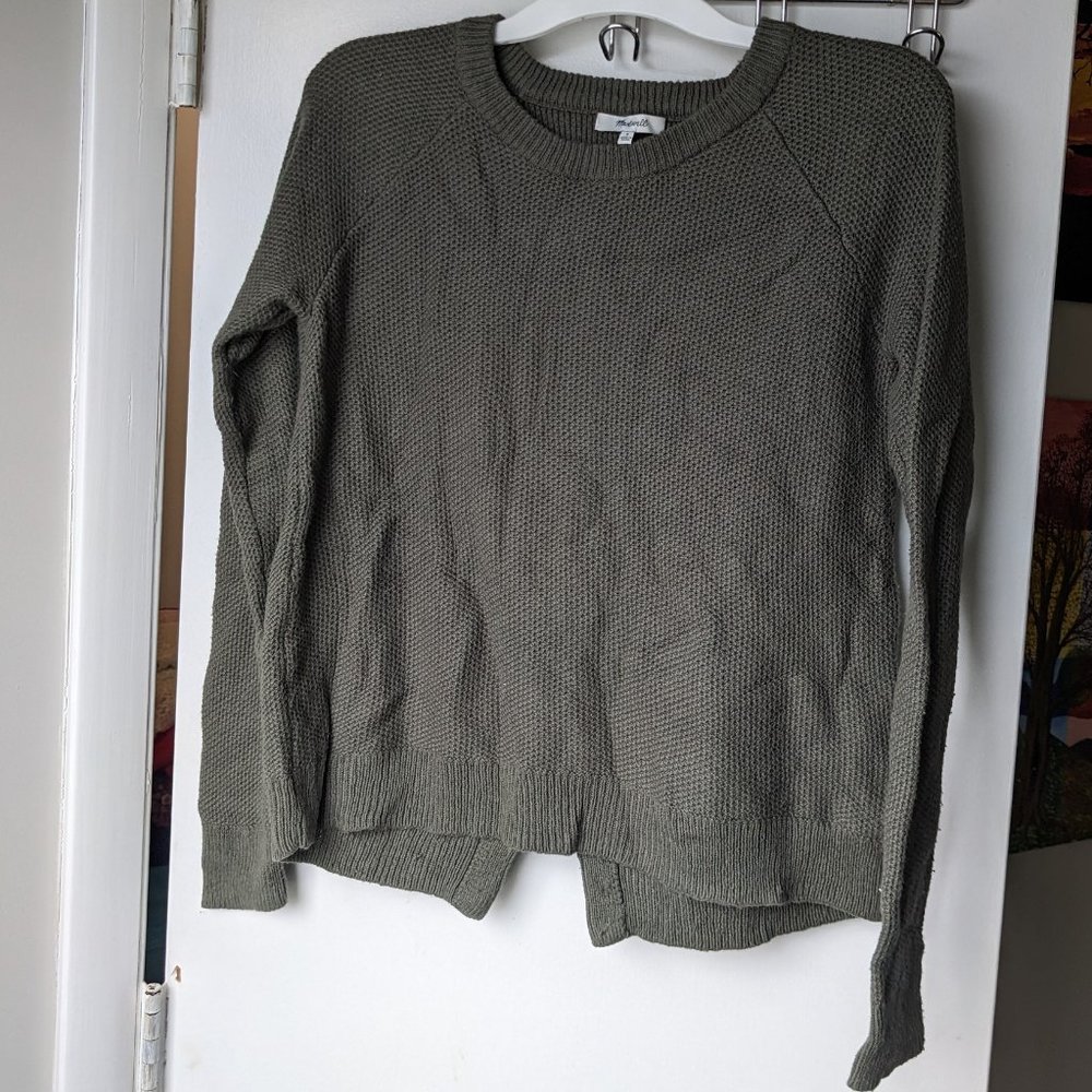 Madewell Chunky Waffle Knit Pullover Open Crisscross Back Sweater Size Small